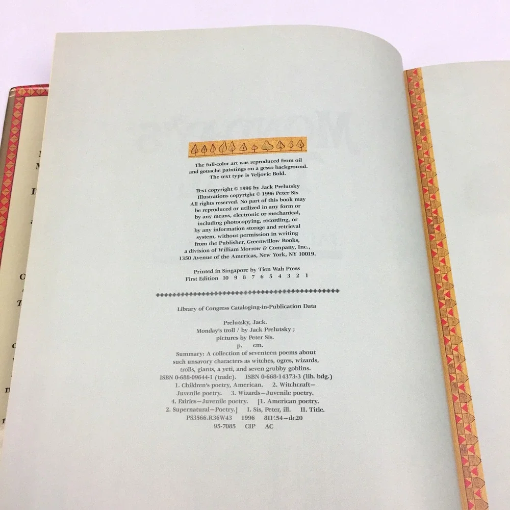 Mondays Troll First Edition Hardcover‎ Book Dust Jacket Jack Prelutsky Peter Sis